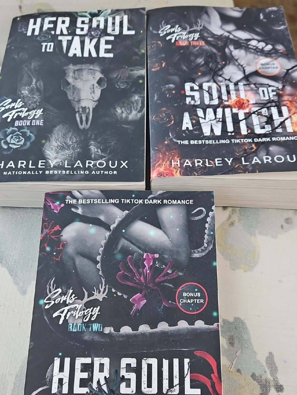 Her Soul to Take Trilogy Set by Harley Laroux - Black with Purple Accents